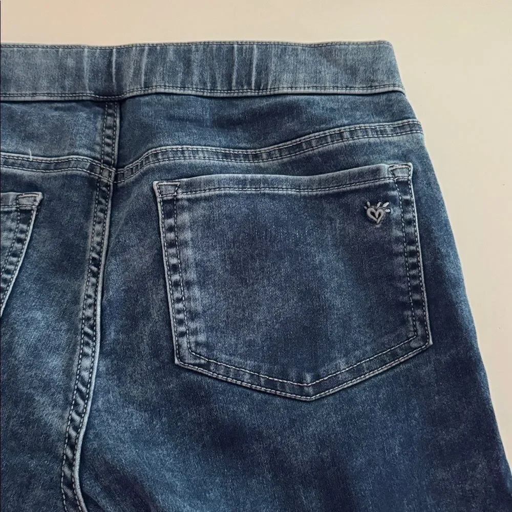 Justice Dark and Light Blue Denim Leggings NWT